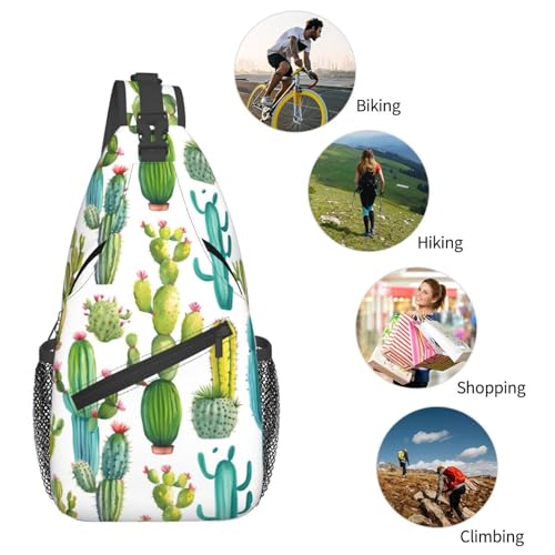 Mochila tipo sling con estampado de cactus negra miniatura 6
