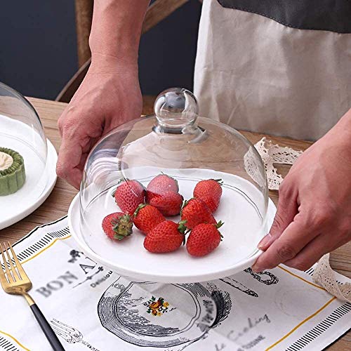 WEIJINGRIHUA Cake Stand Cupcake Stand Stand Gebak Stand Wit Cake Tray Met Koepel Glas Deksel Creatief Fruit Brood Gebak… - Image 3