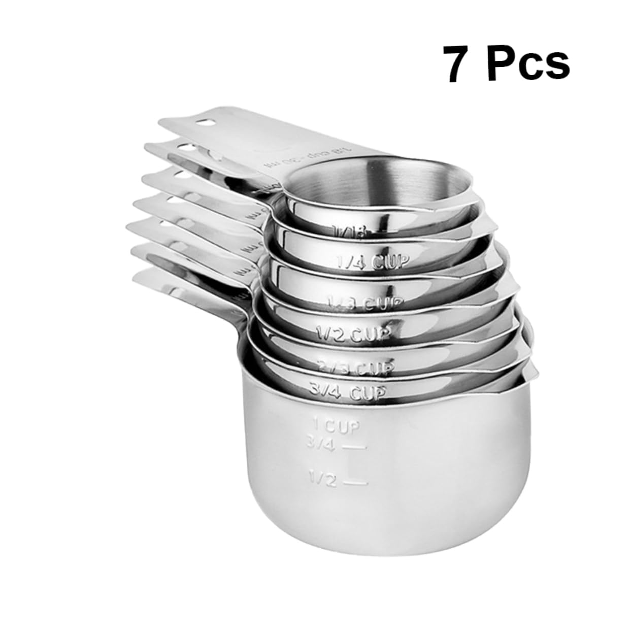 7pièces Tasses à Mesurer Acier Inoxydable Gravures Claires sur Poignée et Intérieur Empilables pour Rangement Facile