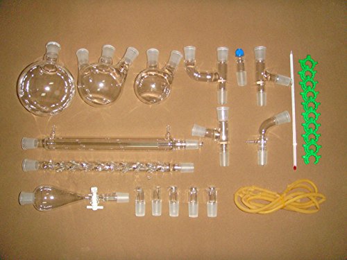 Gowe New chimica organica vetreria da laboratorio kit 24/29 28pcs, laboratorio vetreria kit