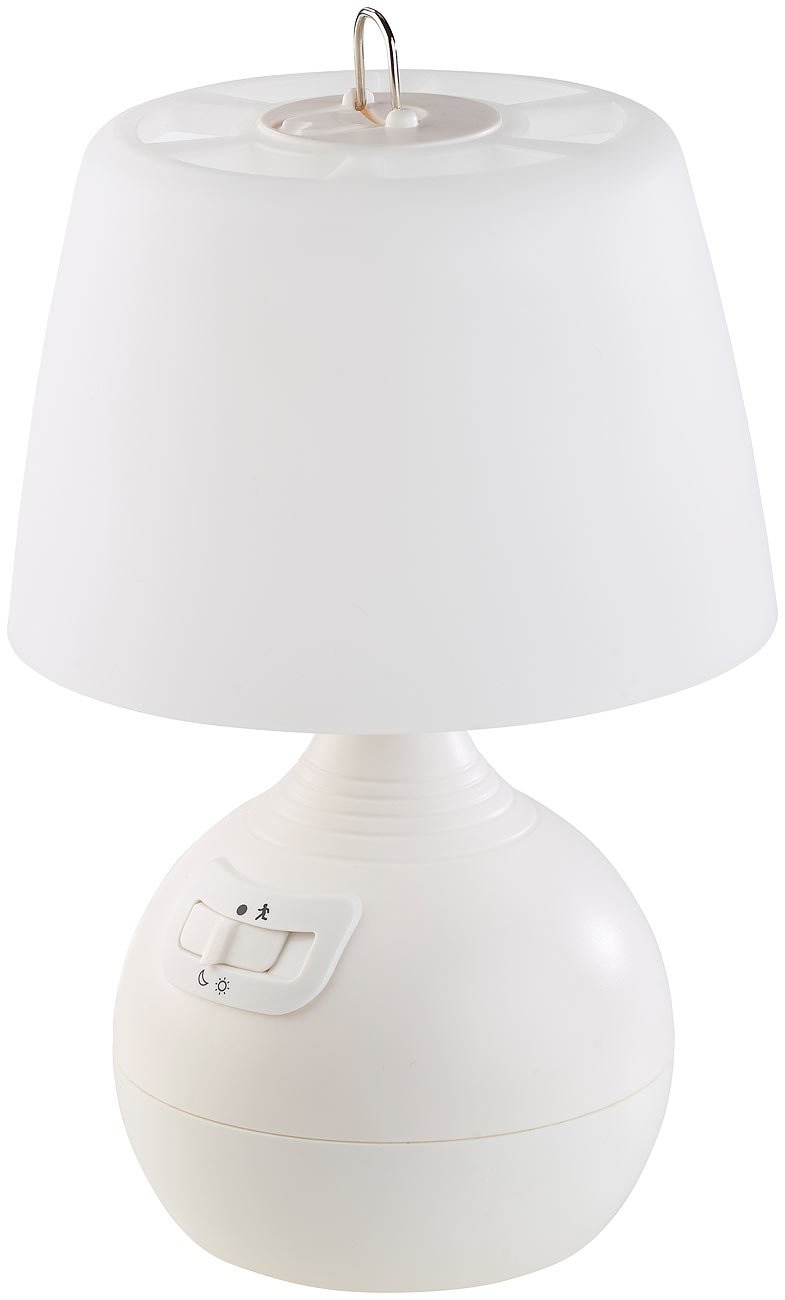 Lunartec Nachttischlampe kabellos: 2er-Set LED-Tischlampe, PIR- & Licht-Sensor, warm- & tageslichtweiß (LED Nachttischlampe kabellos, mit Sensor, Kinder)