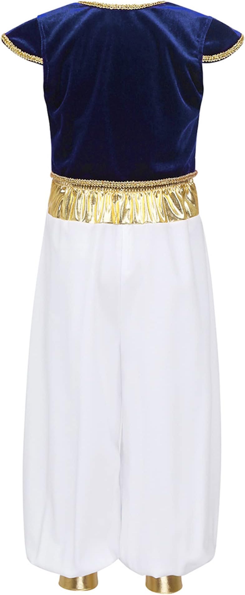 iEFiEL Kids Boys Arabian Prince Costume Street Rat Suit Cap Vest with Harem Pants Halloween Cosplay Costumes Royal Blue 14-16 Years