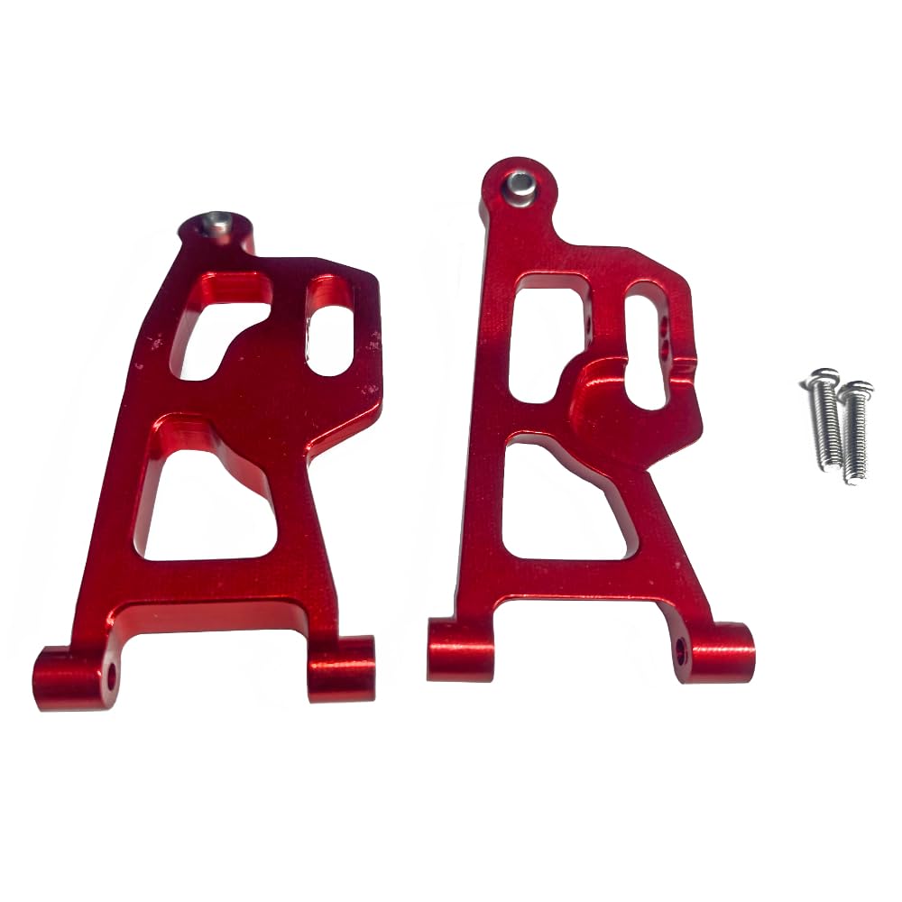 RWLZLB Metal Upgrade Spare Part for Hyper Go H14BM MJX 14210 14209 1/14 Brushless RC Cars, Steering Cup Swing Arm Set Shock Tower Bracket Body Pillars (Red,Front Lower Swing Arms)