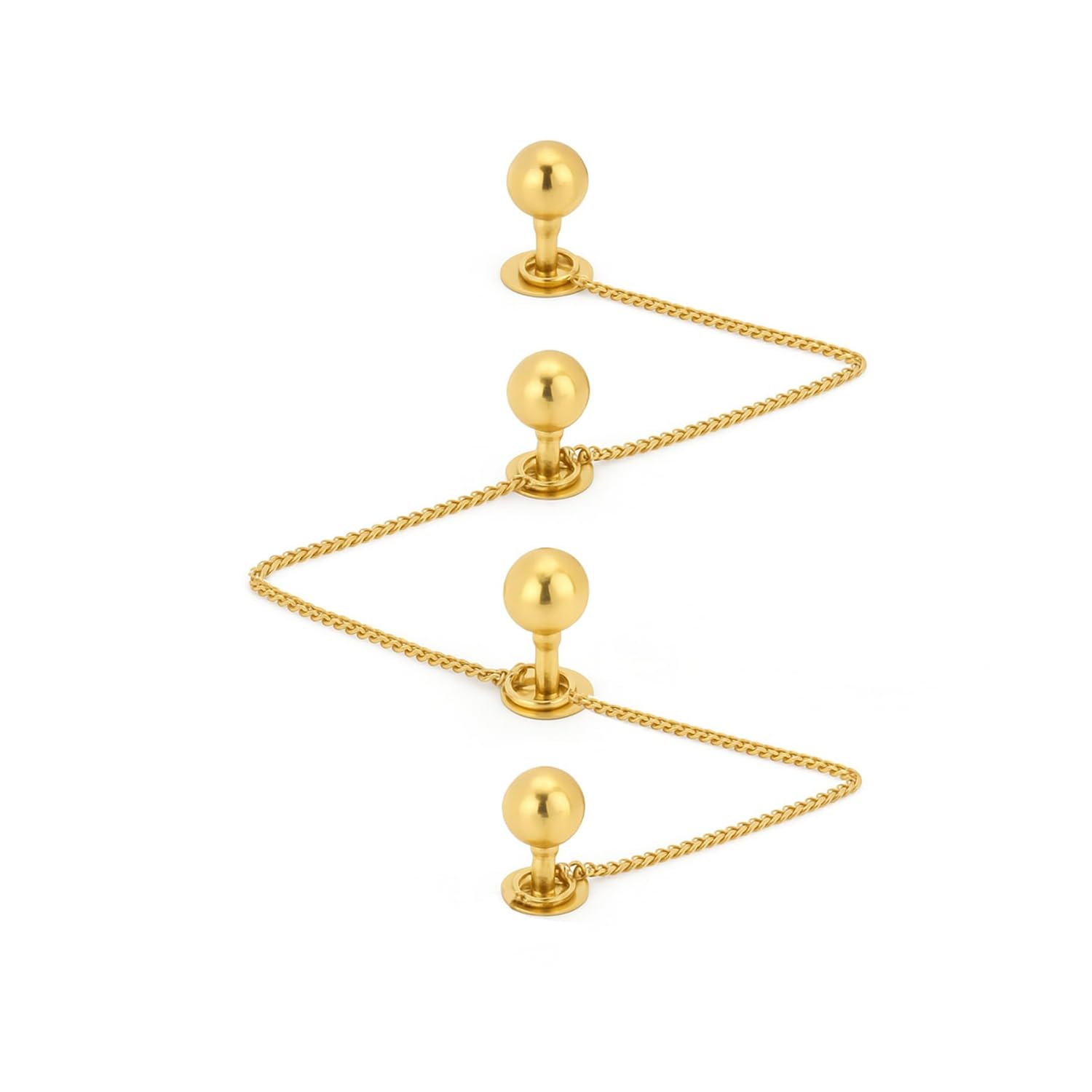 Designer Gold Plated Kurta Buttons Studs Cufflinks with Chain For Men And Women-image-44