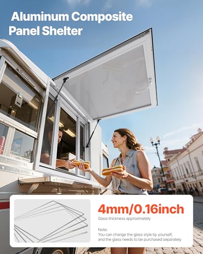 Image of VEVOR Concession Window 36 x 36 Inch, Concession Stand Serving Window Door with Double-Point Fork Lock, Concession Awning Door Up to 85 degrees for Food Trucks, Glass Not Included