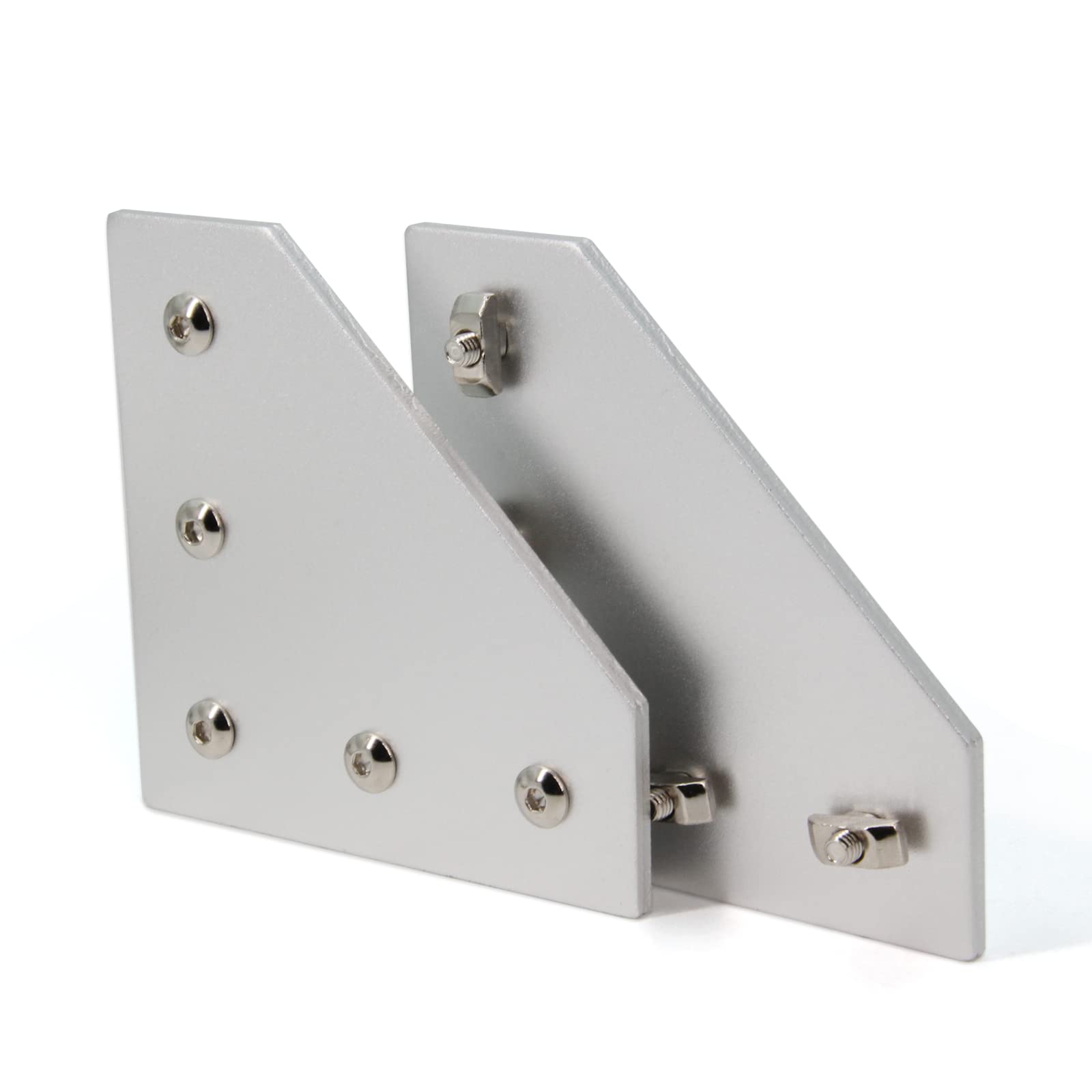 4040 płyta wspornika narożnego, kształt L, 5 otworów, zewnętrzna płyta łącząca 90 stopni, ze śrubami M6 x 16 mm, nakrętkami T do aluminiowego profilu wytłaczanego 40 x 40 mm, 8 szt./opakowanie (srebrny-4040 L)