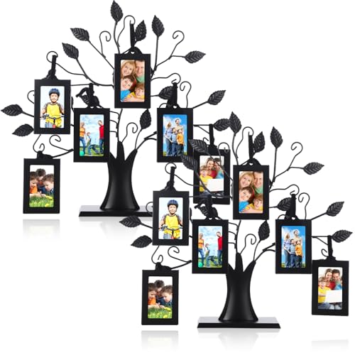 2 Set Family Tree Picture Frame Stand with 12 Hanging Picture Fra...