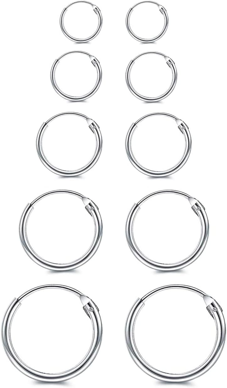 Tomovely5 Pairs Women's of Gold Earrings 316L Surgical Stainless Steel Small Circle Earrings Set anti Allergic Cartilage Suitable for Eearing Earrings at Parties 10m12m14m16m18m