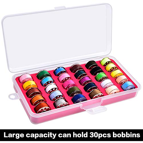 Bobbin Holder Storage Case Sewing Box Thread Organizer Holds 30pcs Bobbins for Brother Sewing Machine- Red(Box Only） - Thumbnail 3