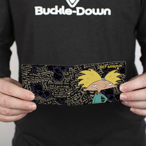 Buckle-Down mens Buckle-down Pu Bifold - Hey Arnold!/Arnold Pose/Chalkboard Scribbles Wallet4