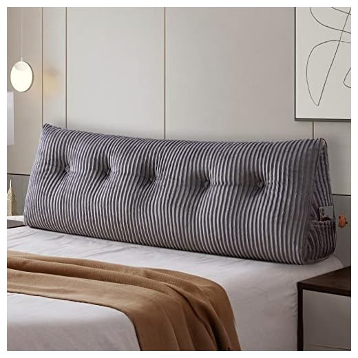 Large Headboard Wedge Pillow Bed Rest Reading Pillow Bolster Triangular Pillow for Sitting in Bed-Backrest Positioning Support Long Pillow for Daybed (Queen:59x8x20 Inches,Grey)