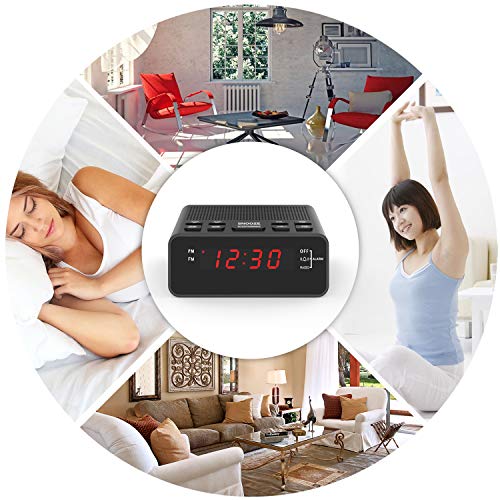 Alarm Clock, FM Digital Alarm Clock Radio for Bedrooms with USD Charger Red Display
