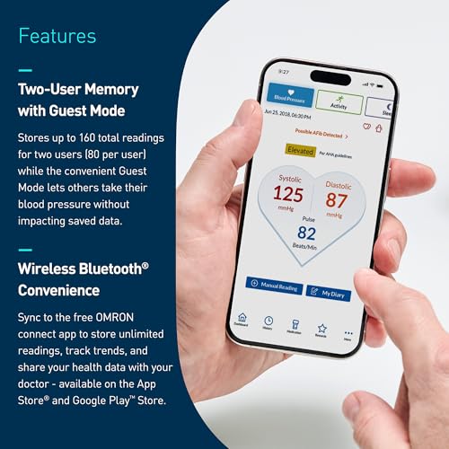 OMRON Platinum Upper Arm Blood Pressure Monitor - Clinically Validated Blood Pressure Arm Cuff - Use OMRON Connect App for Unlimited Free Measurements