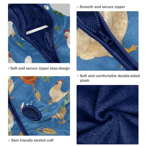 Chicken Eggs Leaves Wheat Toddler Fleece Jacket Girl Boys Hooded Fleece Jacket Coat Warm Outwear Zip-up 3-10T3