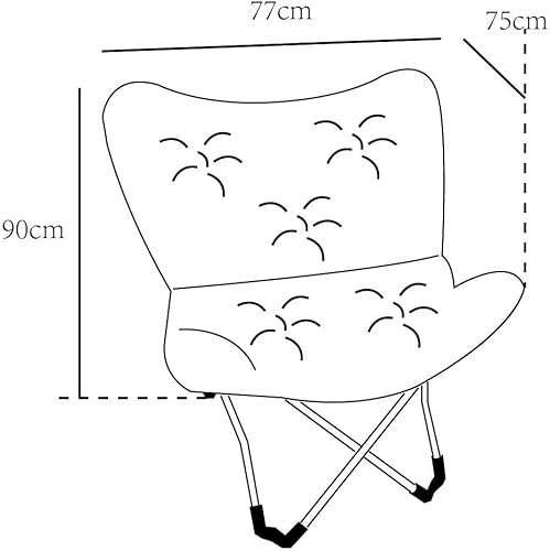 Miniatura 2 de MIHAL Silla plegable de mariposa con marco negro de alto brillo en tela de terciopelo copetudo color blanco