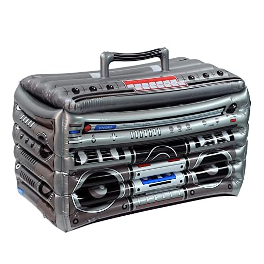 Beistle Novelty Inflatable Boom Box Drink Beverage Cooler for Summer Beach 80’s Theme Retro 1980’s Party Decorations, 24” Wide x 16” Tall, Multicolored