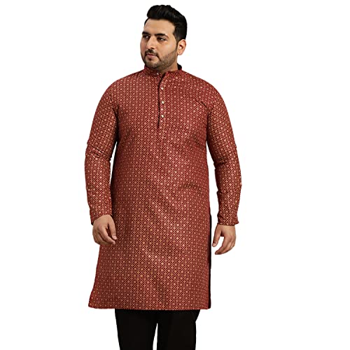 Sojanya Plus (Since 1958) Men's Cotton Linen Maroon Foil Printed Only Long Kurta