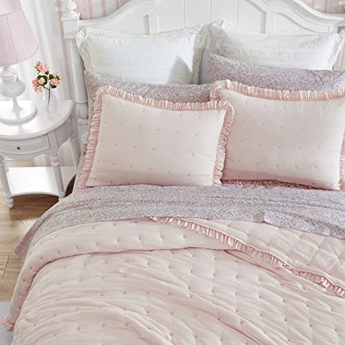 Laura Ashley- Queen Quilt Set, Reversible Bedding Set Including Sham(s), All Season Farmhouse Home D cor (Hailee Pink, Full/Queen) - Image 2