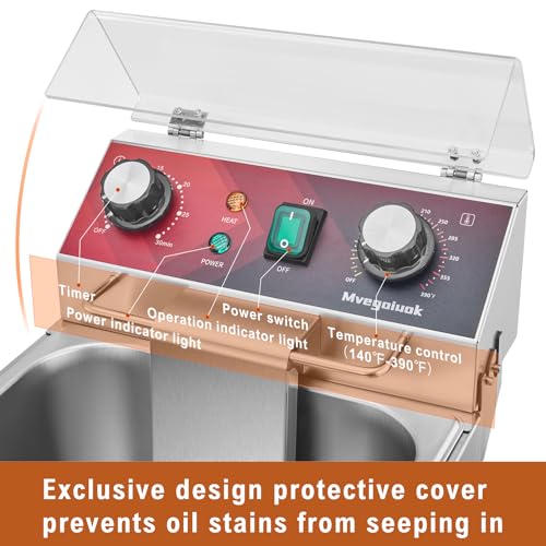 Mvegoiuok Electric Deep Fat Fryer With Basket and Lid 1800W Commercial Deep Fish Fryer With Oil Filtration for Home Use and Restaurant 12.7QT Stainless Steels Oil Fryer - Image 4