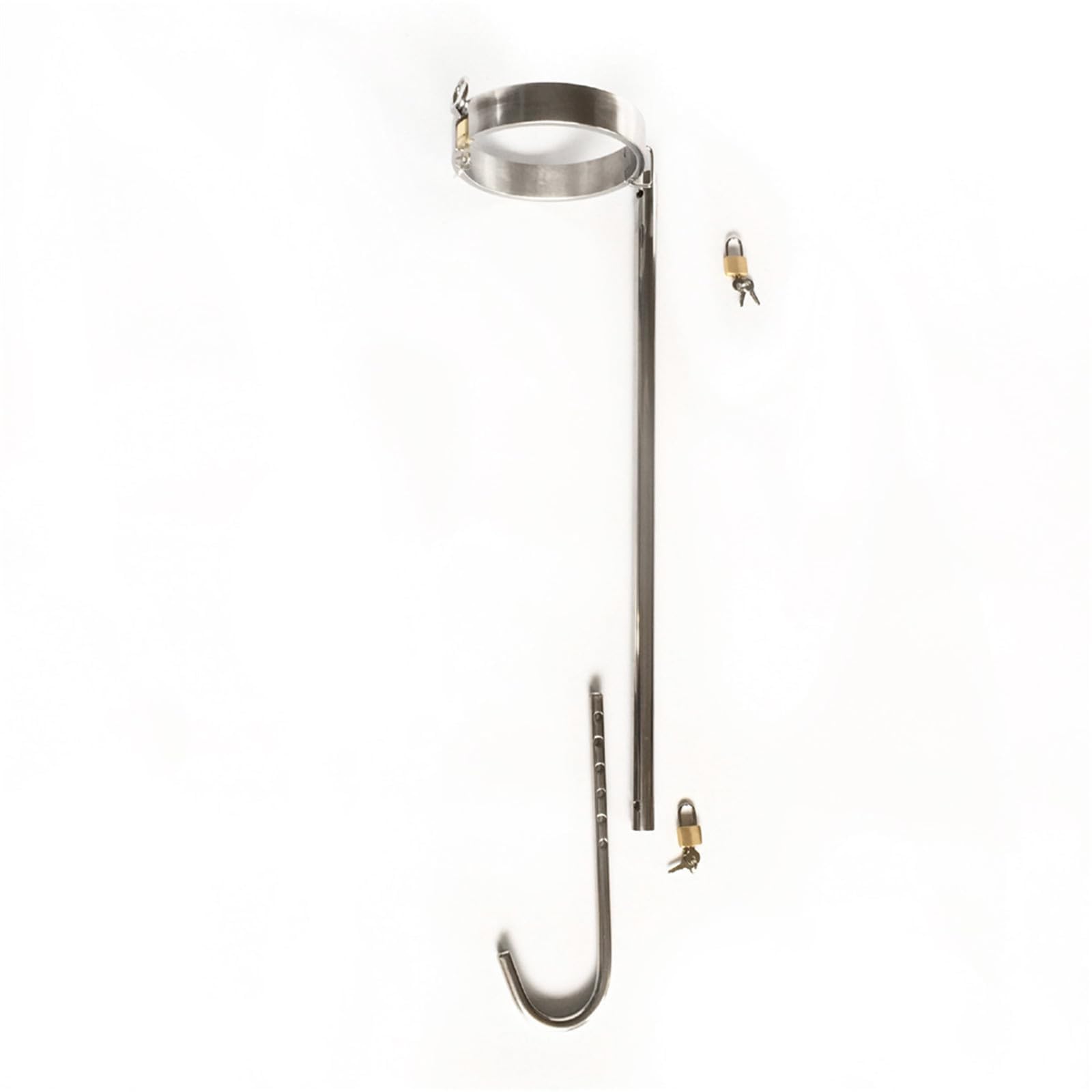 Metal Stainless Steel Collar/Neck Collar Anal Plug Butt Hook Lockable Adjustable Bondage Set Restraints Set Extreme BDSM Bondage Slave Restraints Sex Toys for Women Men Couples