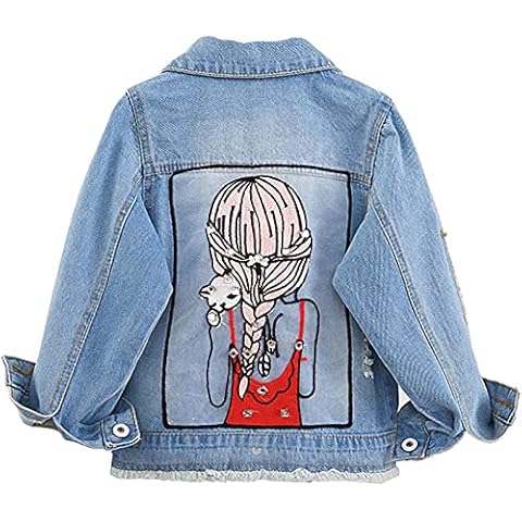 YFPICO Denim Jacket for Girls with Sequin Cover