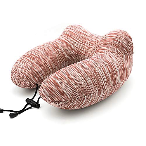 HWL Almohada De Viaje, Inflable Soporte De Cuello De Viaje En Forma De U Almohada De Reposacabezas Almohadas De Vuelo De Aire para Automóvil Cojín De Enfermería Suave Textil para El Hogar,Marrón