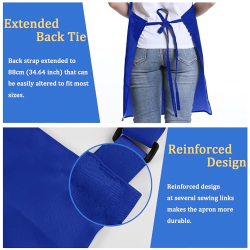 4 Pack Unisex Chef Apron, Adjustable Bib Apron with 2 Pockets, Blue - Image 5