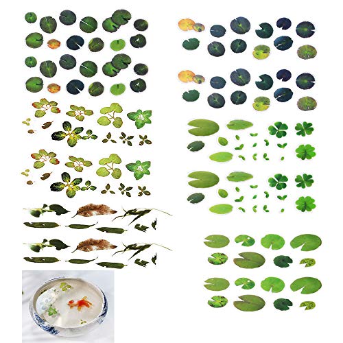 Jurxy 3D Simulation Fish Leaves Duckweed Koi Pond Clear Film Sticker Resin Decorative Sticker DIY Mold for Painting Jewelry Making - 6 Styles 12 Sheets