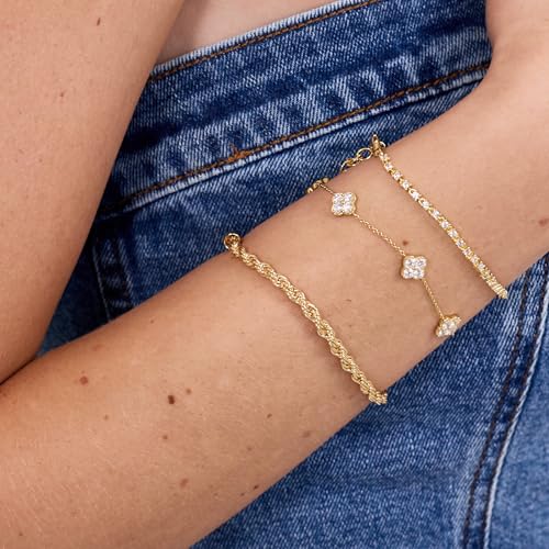 Electric Picks Harper Rope Bracelet for Women - 18k Gold Rope Bracelet with 4mm Thickness, Timeless Design, Stackable and Stylish, Elegant Gold Jewelry for Women, Ideal for Everyday Wear2