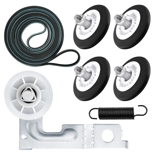 DLE2516W DLE3777W DLE5977W DLE7177WM DLE5955W DLE0442W Dryer Roller Kit for LG Kenmore,Includes 4581EL2002L Dryer Drum Roller, 4561EL3002A Dryer Idler Pulley, 4400EL2001A Dryer Belt 1-year warranty