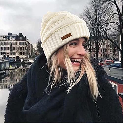 Womens Satin Lined Winter Beanie Cable Knit Beanie for Women Silk Lining Thick Chunky Hats Skull Warm Cap - Image 5