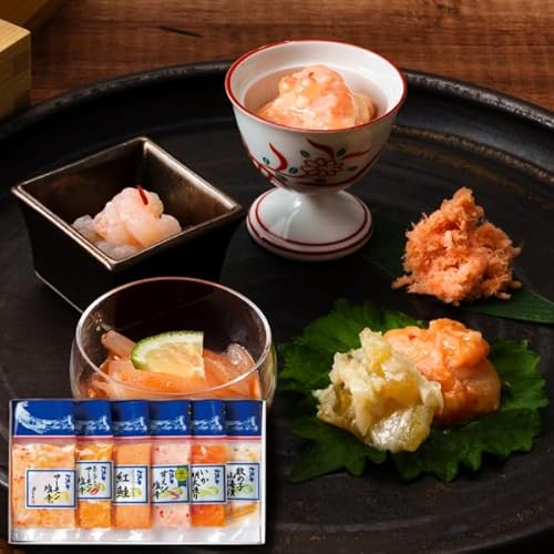 【ギフト】北海の華 新潟の味6点セット(サーモン塩辛・生かんずり入サーモン塩辛・紅鮭・甘えび塩辛・いか明太造り・数の子山海漬)新潟 三幸 E-16