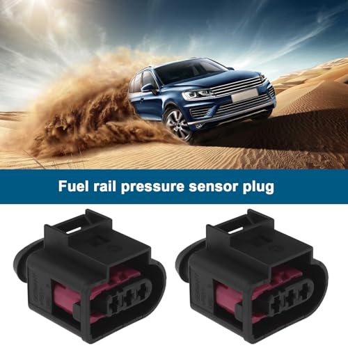 eMagTech 2 Sätze 3-poliger Steckverbinder für Kraftstoffverteilerrohr-Drucksensoren 4D0971993 Ersatz-Sensorstecker Kompatibel mit VW Kompatibel mit Audi Kompatibel mit Skoda