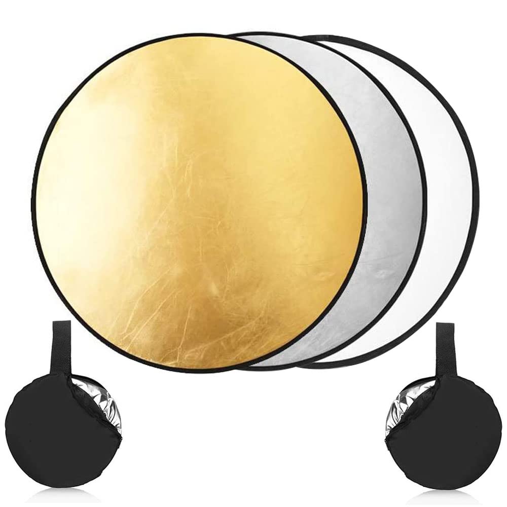 Riflettore Fotografico 2 In 1 - 30cm, Pieghevole, Superfici Oro E Argento