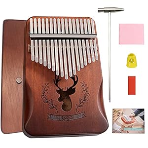 Kalimba Kalimba 17 sleutels, BelonLink Kalimba Instrument, Thumb Piano met leerpakket, beschermhoes, stemhamer voor kinderen en volwassenen, beginners, professionals (bruin)