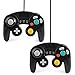 Price comparison product image QUMOX 2X Classic Wired Controller Black Joypad Gamepad for GC & Wii (Slow Turbo Function)