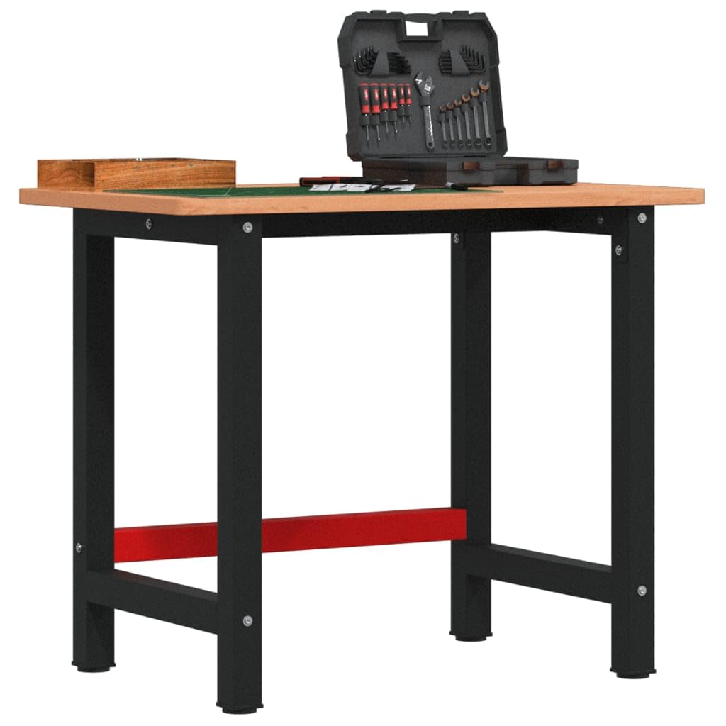 Genérico Banco de Trabajo Rectangular Madera Maciza Roble 100x60x81,5 cm,Bricolaje,Accesorios de Bricolaje,Organización y Almacenamiento de Herramientas,Mesas de Trabajo,3309662