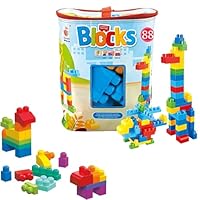 RSAFSBY 88 Pieces Building Blocks Set for Kids, Rainbow Colors, Educational Construction Toy, Large Size Blocks, Storage Bag Included, Ages 3+