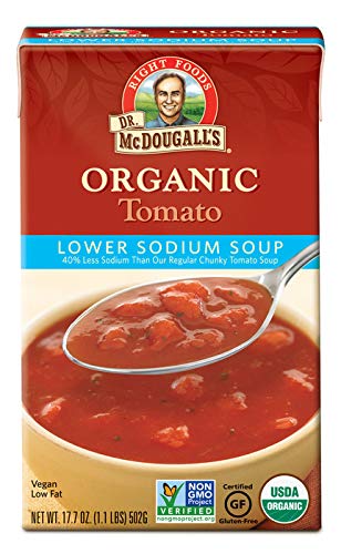 Dr. McDougall's Right Foods Organic Lower Sodium Soup, Tomato, 17.7-Ounce (Pack of 6)