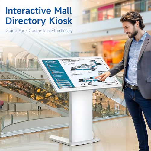 Image of 43 Inch Touch Screen Self Service Kiosk, Floor Standing Digital Signage Display, FHD Android Interactive Information Kiosk for Retail Stores, Restaurants, Shopping Mall Wayfinding, Advertising