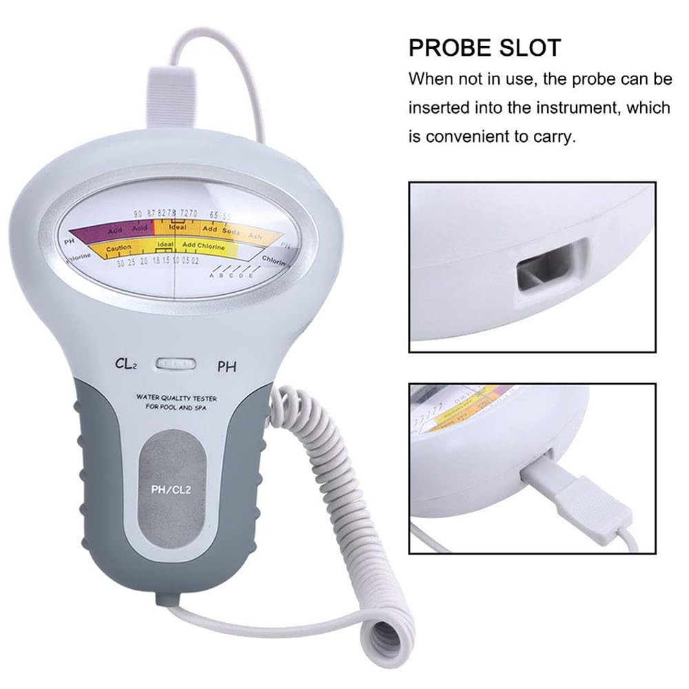 Analizador De Calidad Del Agua De Piscina, Kit Probador De Cloro Y PH 2 En 1, Rango 0-3.0ppm CL2, Monitor De Agua Para Piscinas, Monitor De Análisis De Agua Para Spas, Para Hidroponía, Piscina, Spas