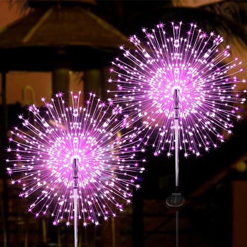 JJGoo Solar Firework Lights, 2 Pack 180 LEDs 2 Lighting Modes Solar Lights Outdoor Waterproof for...