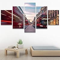 SIGNWIN 5 Panel Canvas Wall Art Busy Streets for Home Decorations Ready to Hang - 60