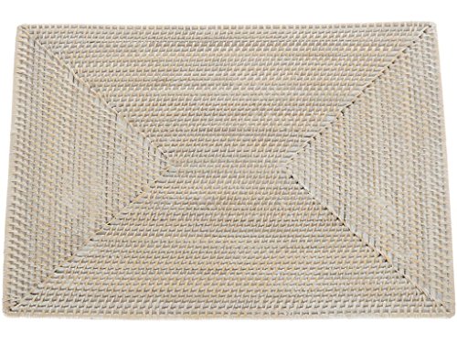 KOUBOO Laguna Rectangular Rattan Placemat, Whitewash, Set of 2