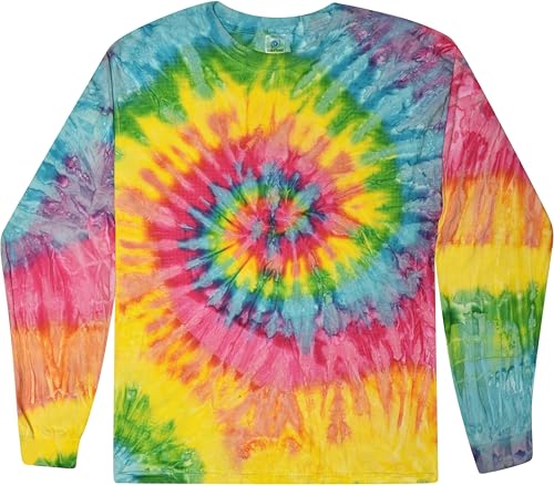 Colortone Tie Dye Long Sleeve T-Shirt for Women and Men, Medium, Saturn
