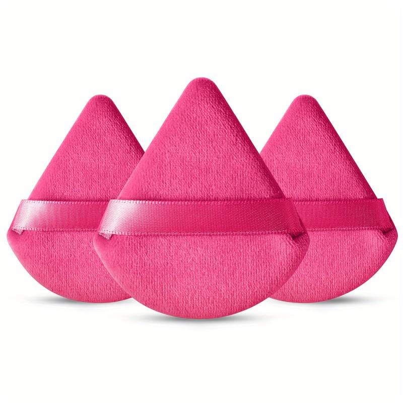 IMAXWAVE Set de 3 Esponjas de maquillaje triangular, esponjas de polvo, Esponjas aplicadoras, Borlas de maquillaje, Esponjas para base y polvo, Esponjas faciales, powder puff (Fucsia)