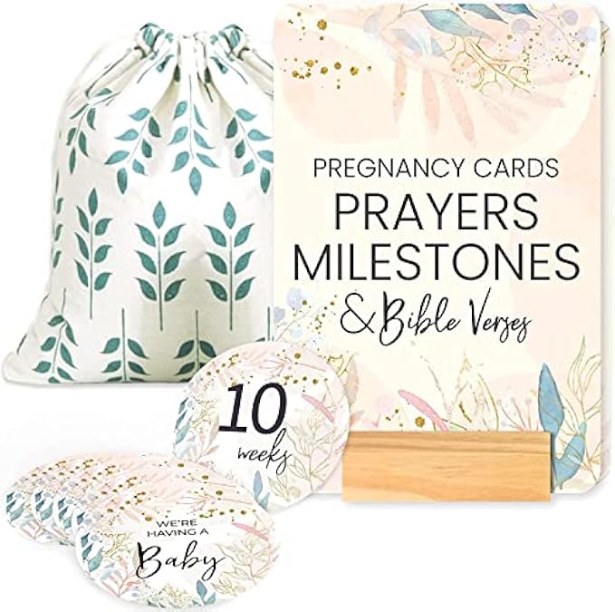 Pregnancy Journal Milestones Markers Discs Signs 8-40 Weeks and Pregnancy Prayer Cards, Pregnancy Must Haves, Weekly Baby Bump Tracker, Photo Prop Cards Gifts for First Time Moms by Lumont