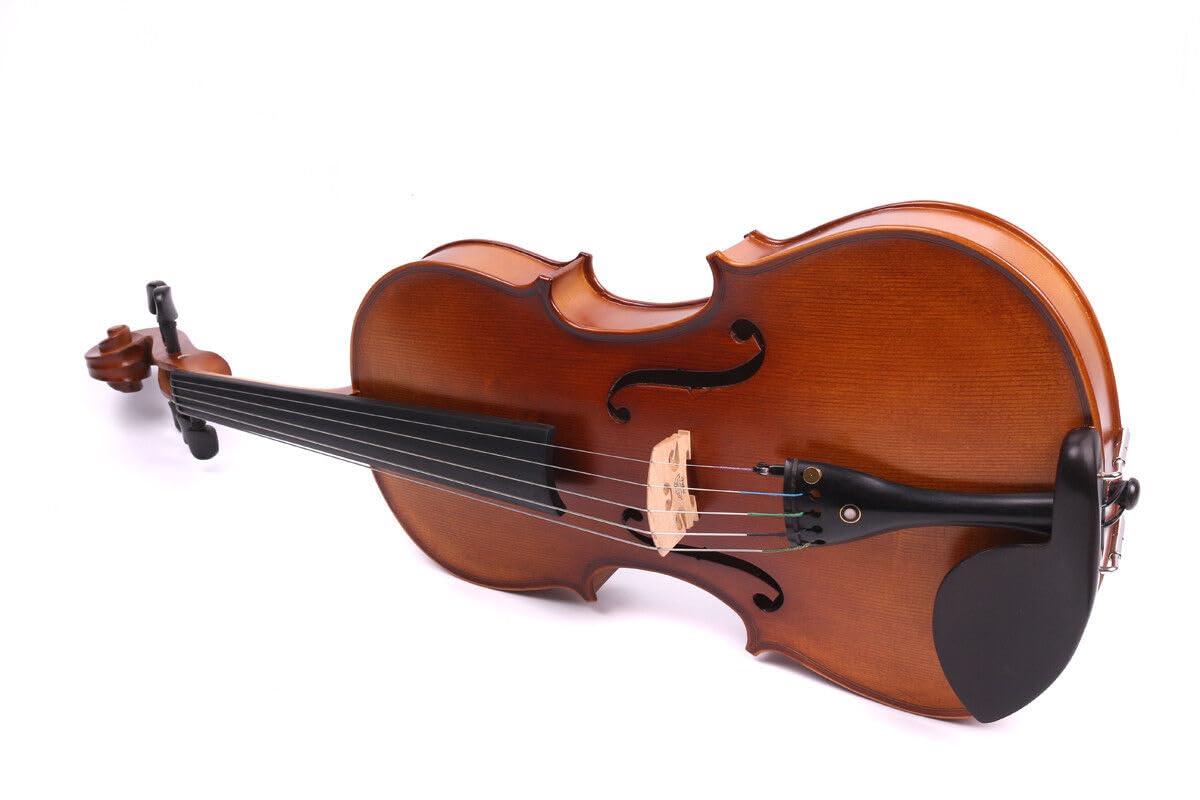 Alto acoustique fait à la main en bois d'épicéa d'érable et d'ébène avec étui de transport, nœud (Marron-5Str-39,4 cm)