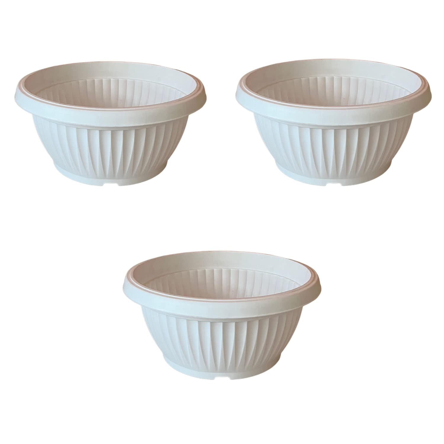 Hug A Plant |Bello Bowl 30CM Round Plastic Pots for Home & Garden (White, 30CM|11 INCH, Pack of 3) (B0BJ72ZHLR) Amazon Price History, Amazon Price Tracker