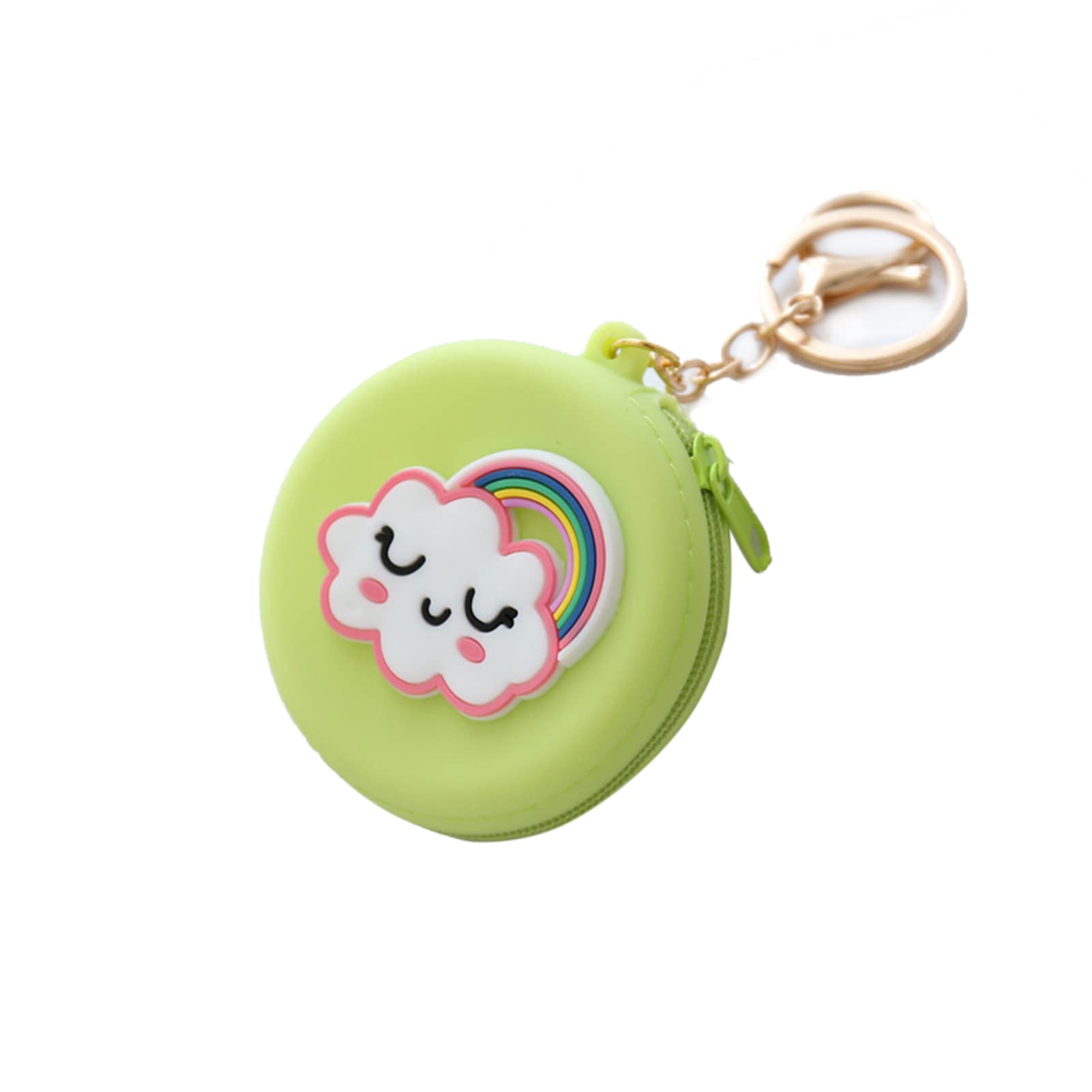 Women and Girls Wallet Bag, Silicone Cute Fashion Change Pouch Key Holder Change Purse Mini Storage Bag for Cards, Keys, Lipsticks (Circle-rainbow